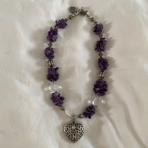 Hand Crafted Purple and Silver 18” Necklace